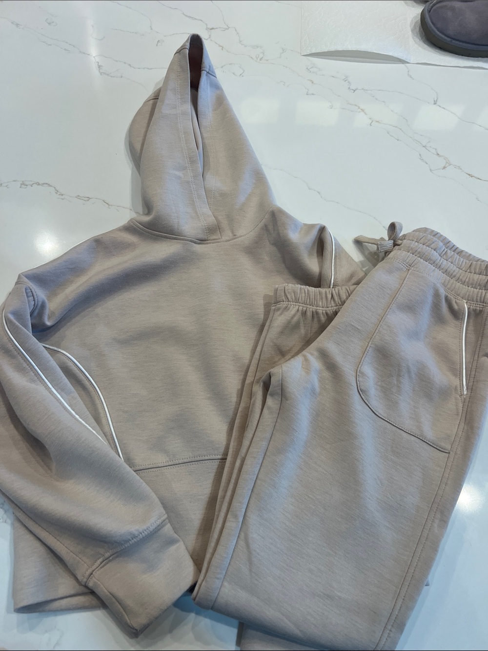 Yogalicious Kids Beige Cropped Hoodie & Jogger Set